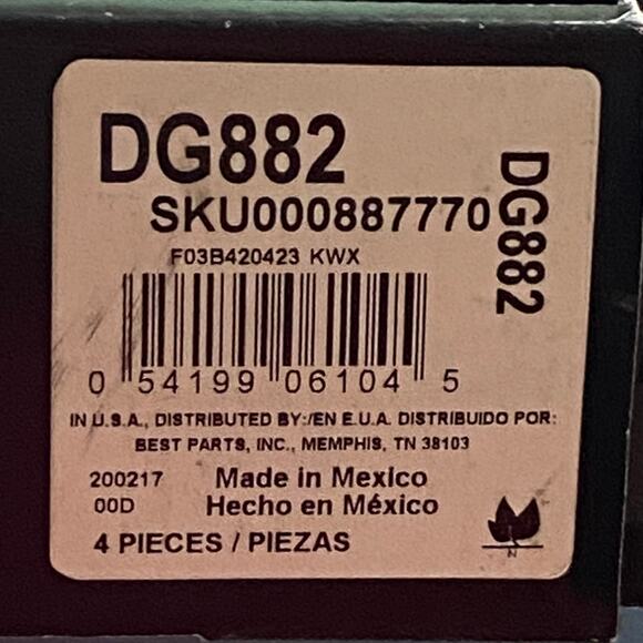 Duralast Gold Ceramic Brake Pads DG882 OME Grade Low Dust Hardware Included - Picture 3 of 8